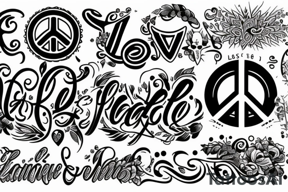 love and peace tattoo idea