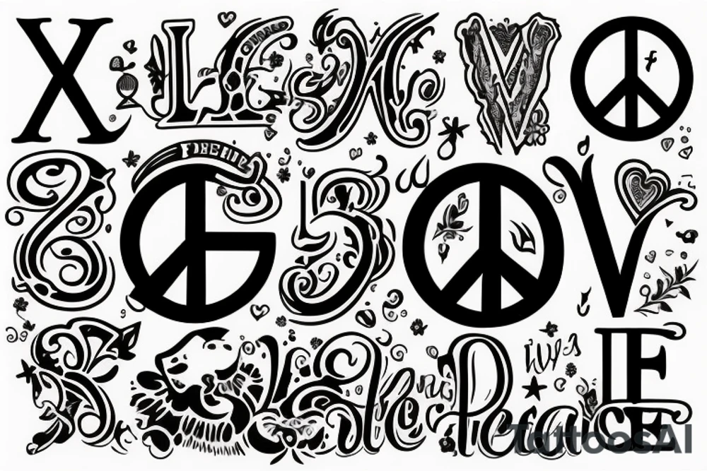 love and peace tattoo idea