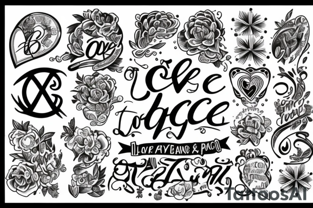 love and peace tattoo idea