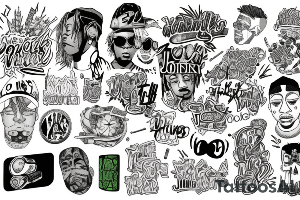 Juice wrld tribute with 999 and pills tattoo idea