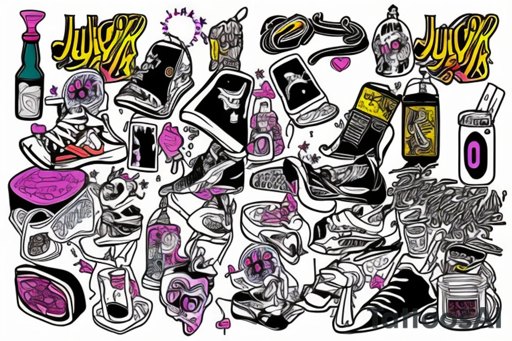 Juice wrld tribute with 999 and pills tattoo idea