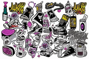 Juice wrld tribute with 999 and pills tattoo idea