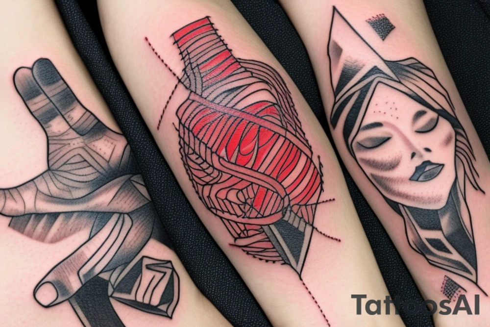 hands with red thread tattoo idea