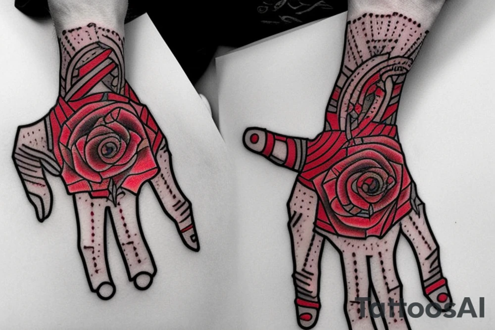 hands with red thread tattoo idea
