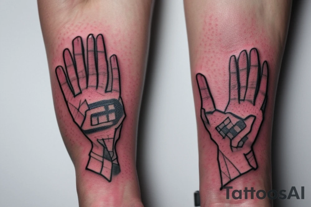 hands with red thread tattoo idea