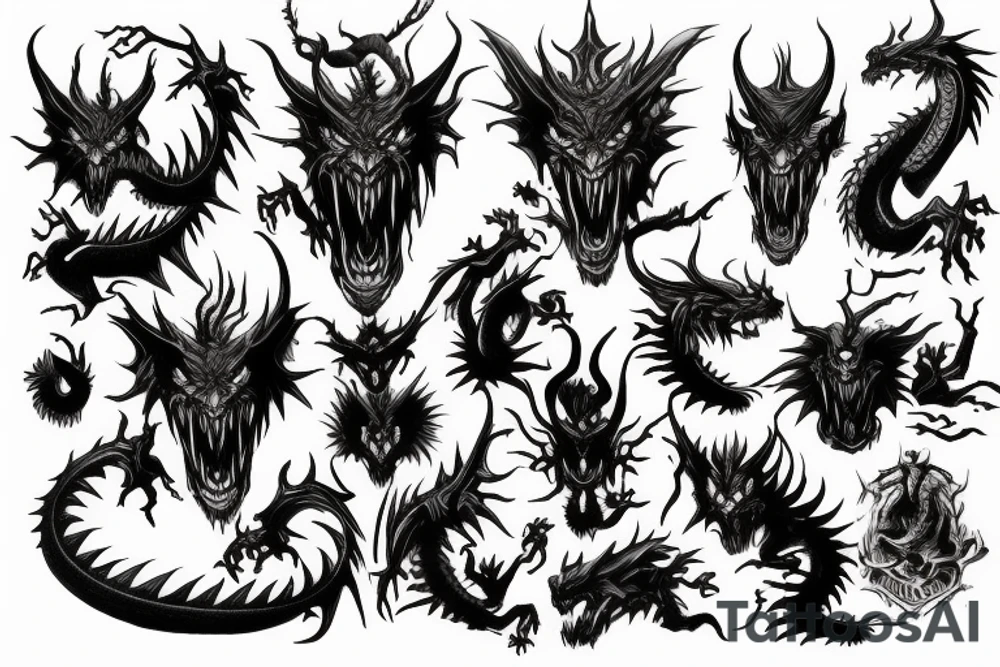 Dragon sin of wrath, seven deadly sins, dark arts tattoo idea