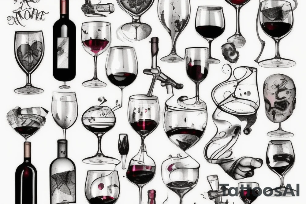 a broken glass of wine tattoo idea