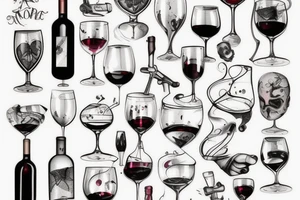 a broken glass of wine tattoo idea