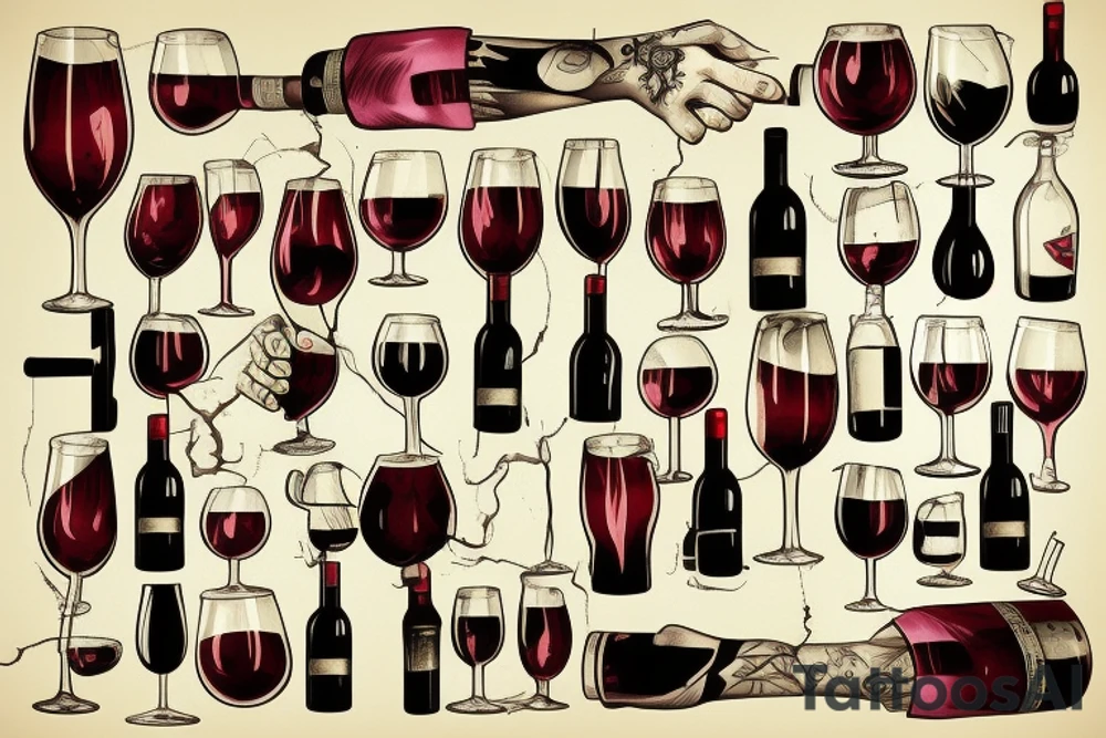 a broken glass of wine tattoo idea