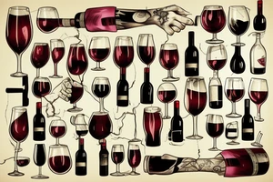 a broken glass of wine tattoo idea