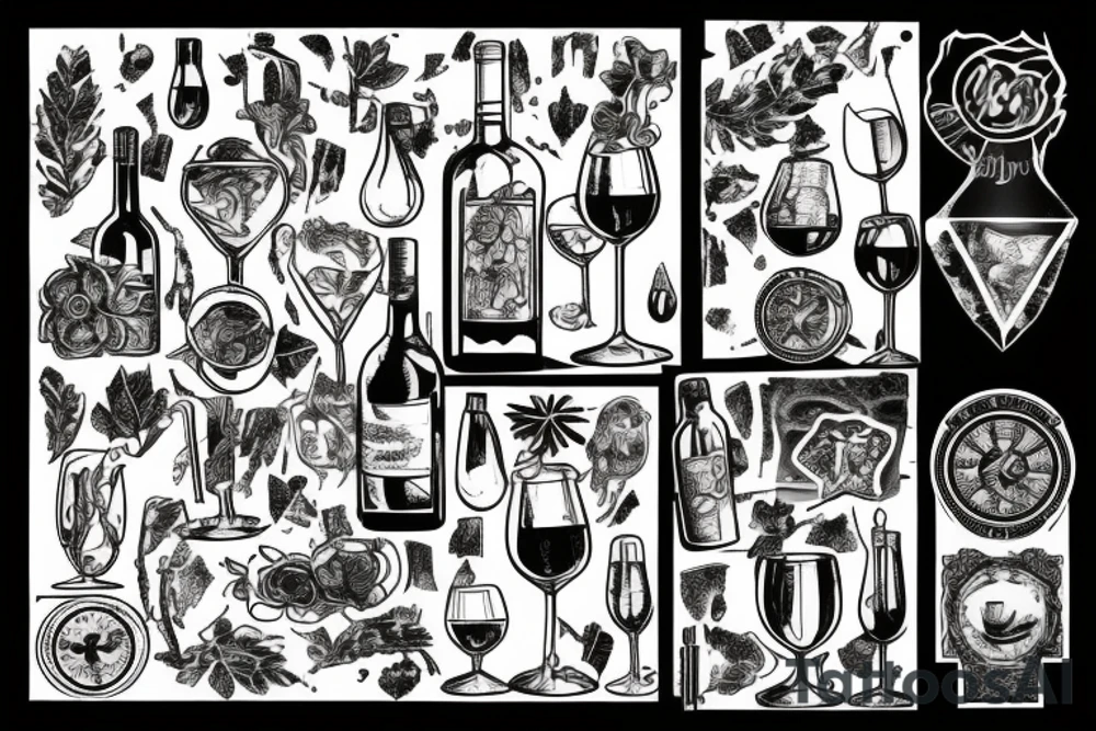 a broken glass of wine tattoo idea