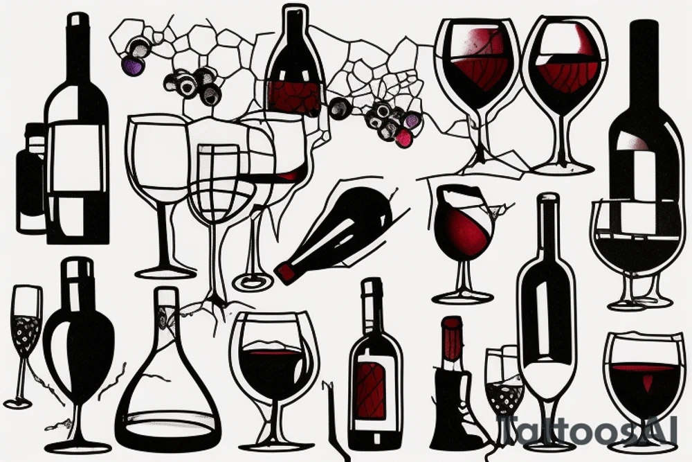 a broken glass of wine tattoo idea