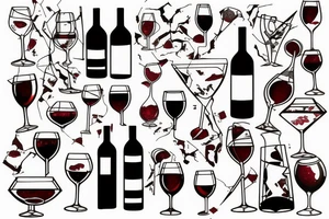 a broken glass of wine tattoo idea