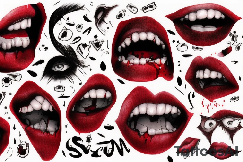 blood on the mouth tattoo idea