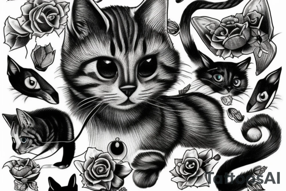 fighting cats tattoo idea