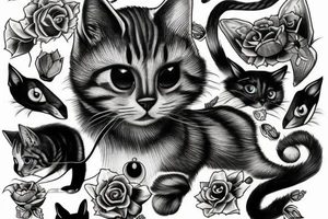 fighting cats tattoo idea