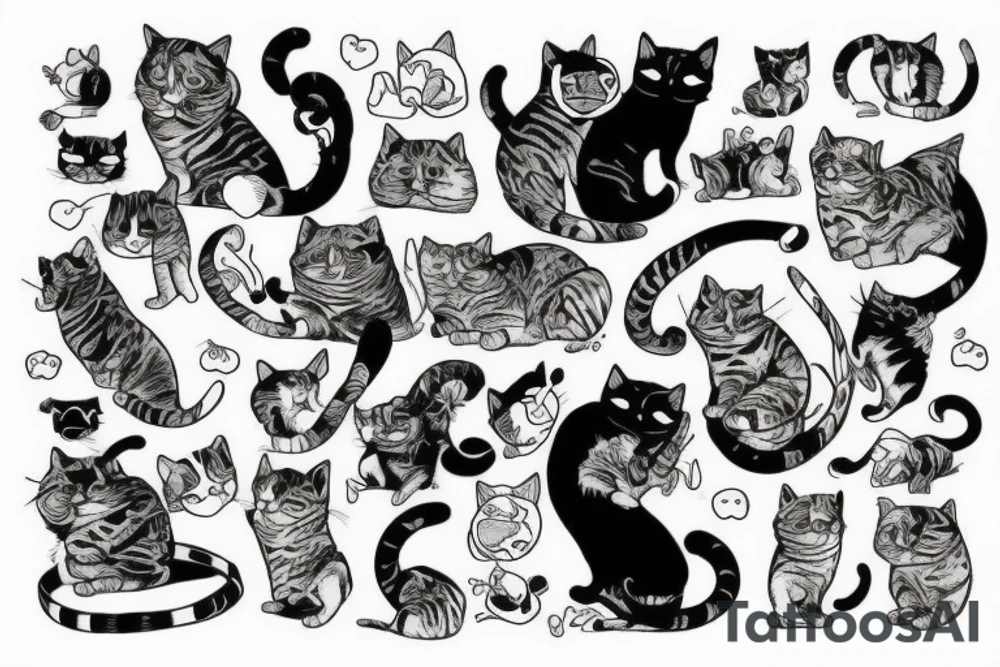 fighting cats tattoo idea