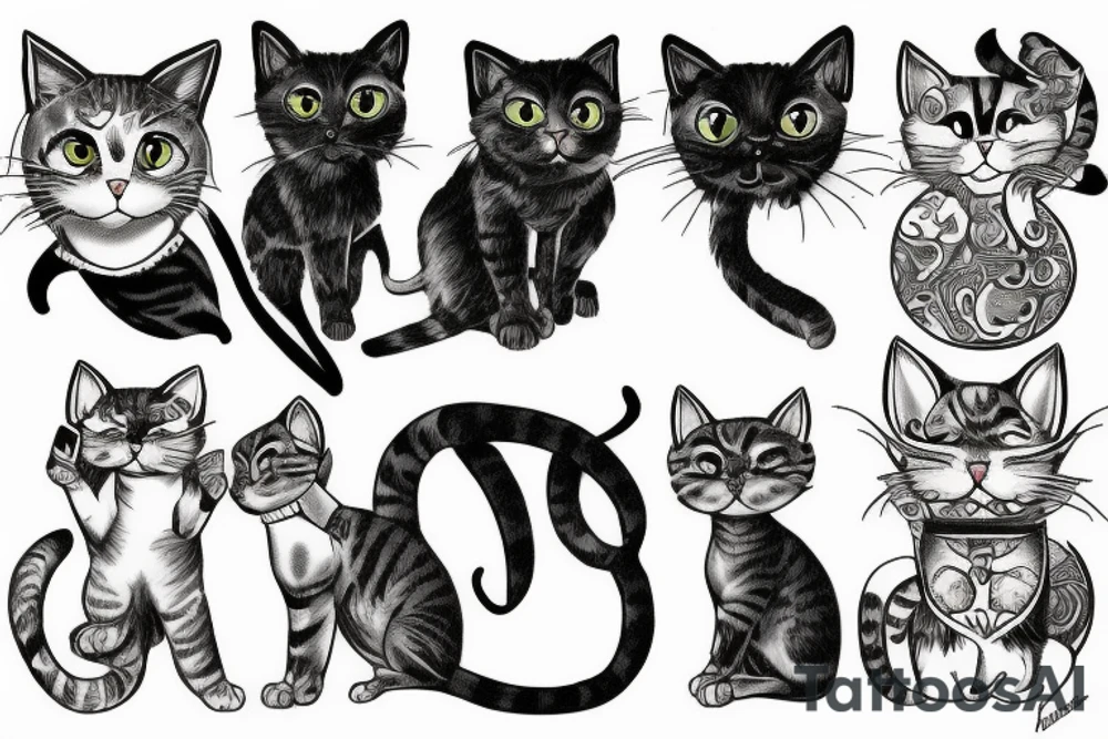 fighting cats tattoo idea