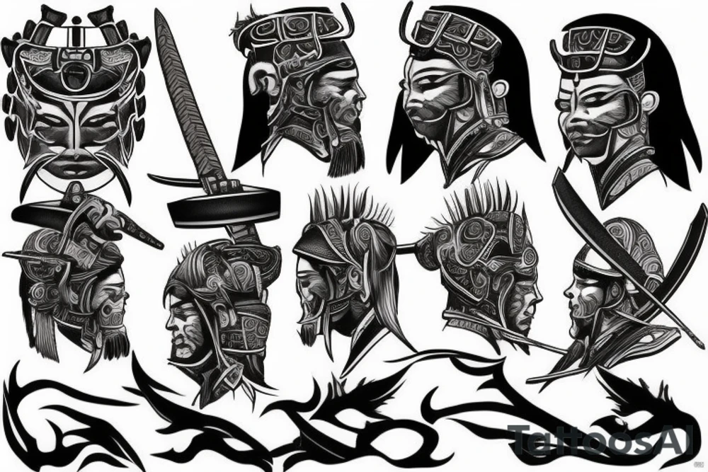 ancient warrior samurai tattoo idea