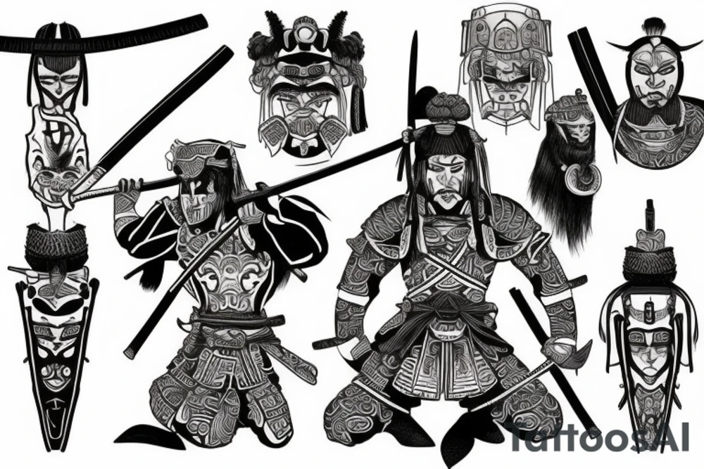 ancient warrior samurai tattoo idea