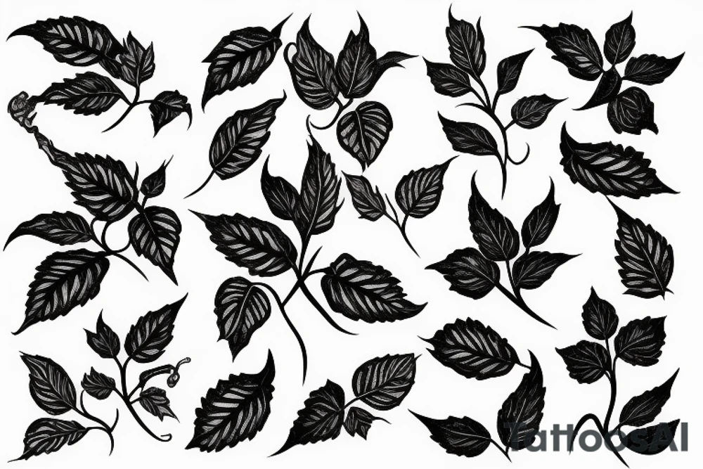Poison ivy plant with swirls tattoo idea