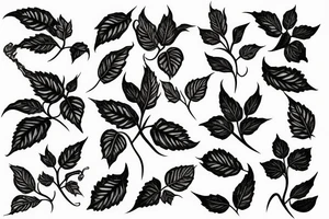Poison ivy plant with swirls tattoo idea