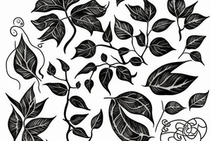 Poison ivy plant with swirls tattoo idea