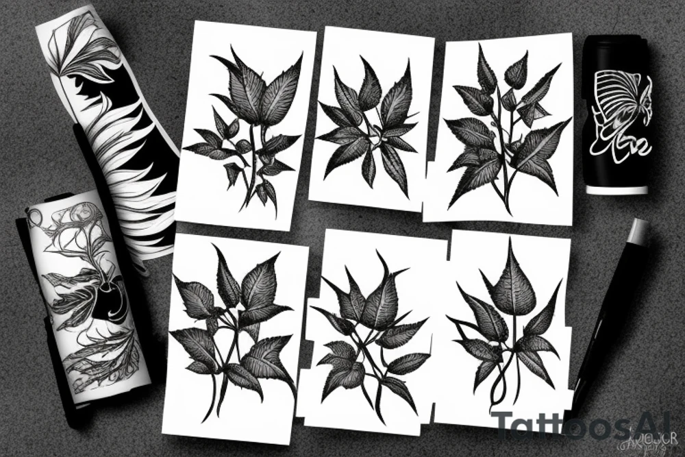 long Poison ivy plant tattoo idea