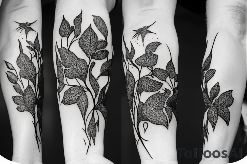 long Poison ivy plant tattoo idea