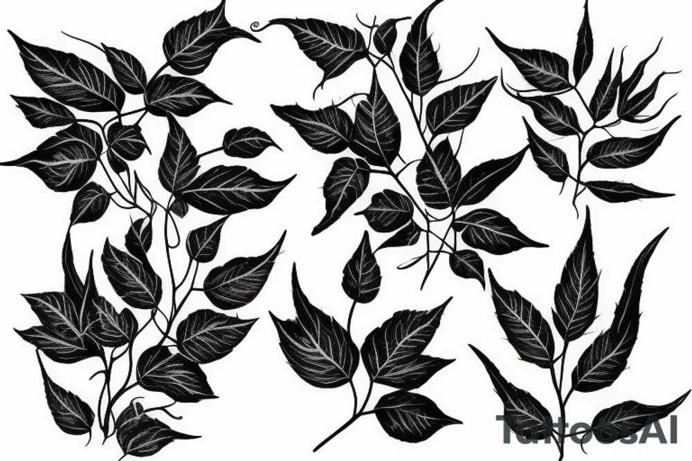 long Poison ivy plant tattoo idea