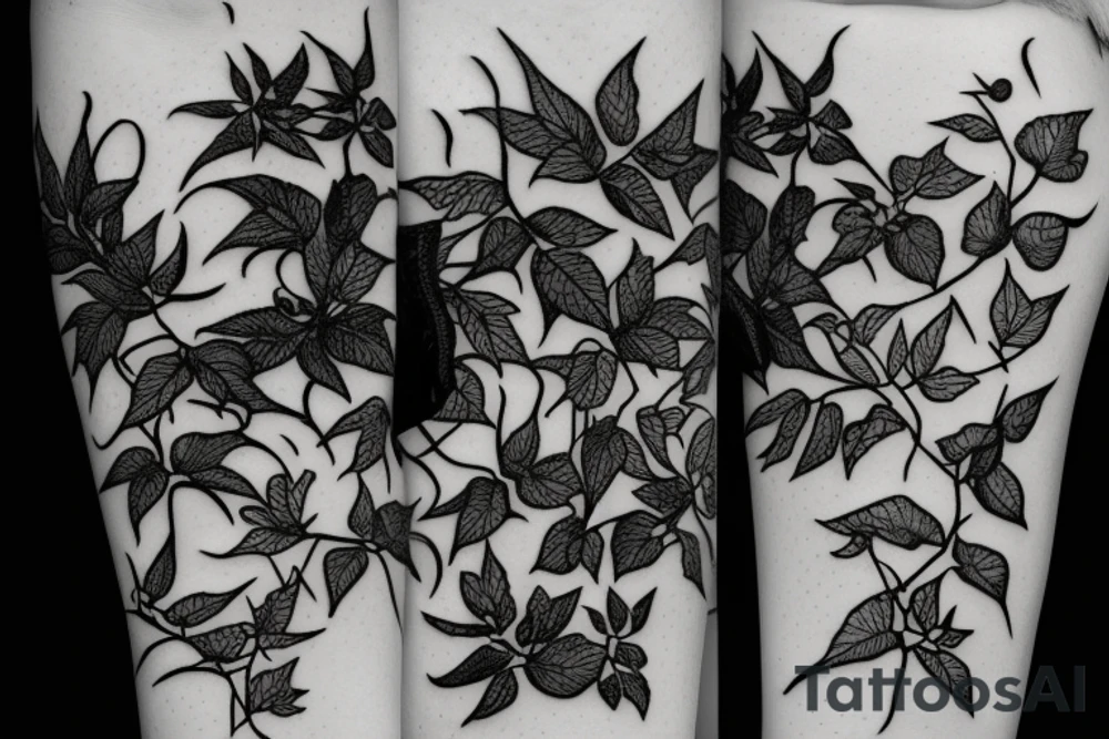 long Poison ivy plant tattoo idea