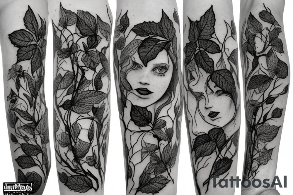 long Poison ivy plant tattoo idea