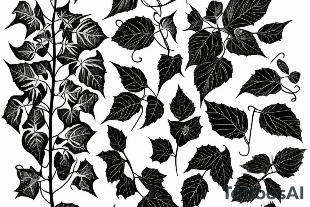 long Poison ivy vine tattoo idea