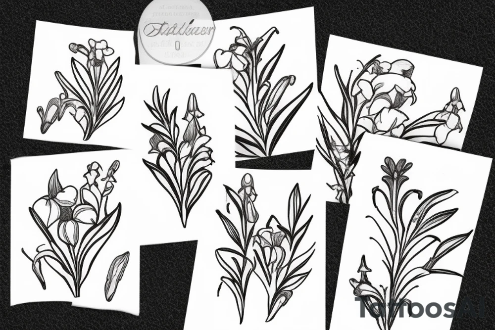 oleander, lily of the valley, foxglove flowers tattoo idea