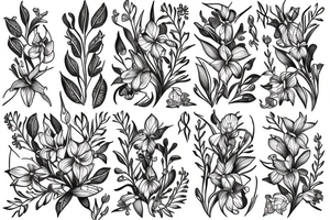 oleander and lily of the valley and foxglove flowers tattoo idea