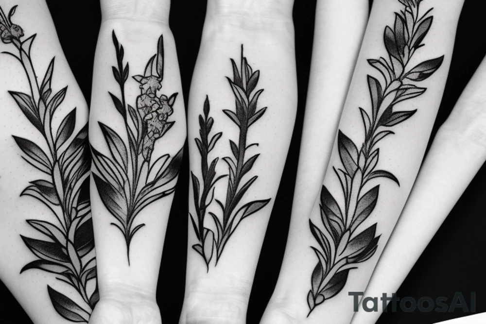 oleander and lily of the valley and foxglove flowers tattoo idea