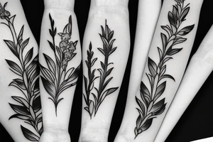 oleander and lily of the valley and foxglove flowers tattoo idea