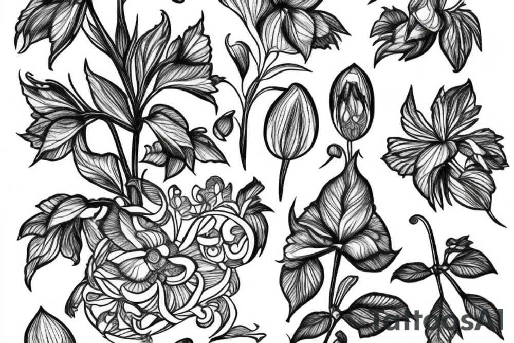 Monkshood flower tattoo idea