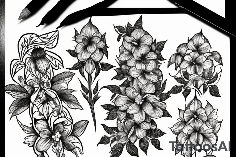 Monkshood flower tattoo idea