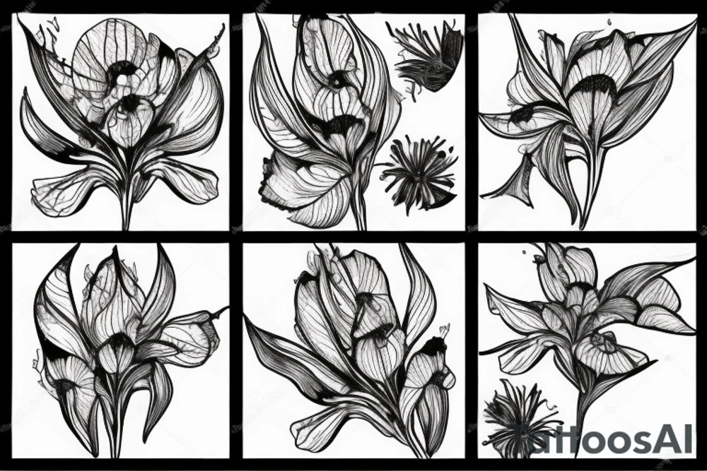 Aconitum variegatum flower tattoo idea