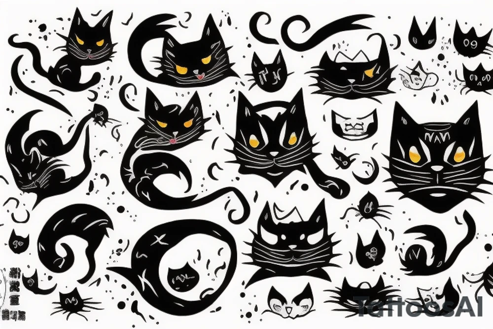 Scary dark cat tattoo idea