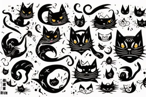 Scary dark cat tattoo idea