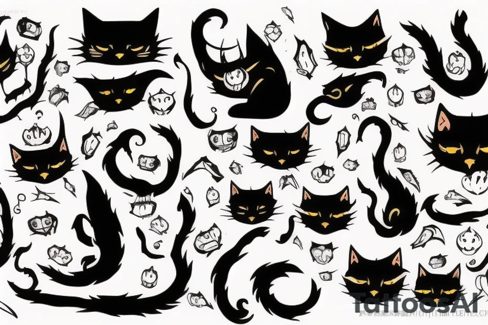 Scary dark cat tattoo idea