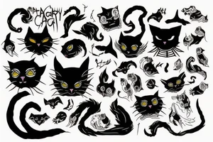 Scary dark cat tattoo idea