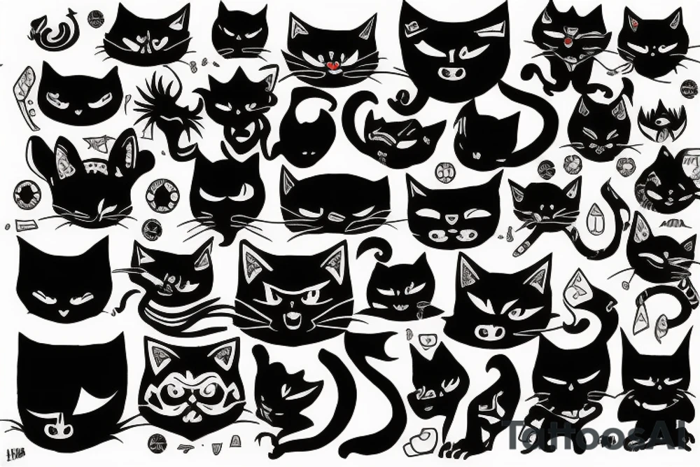 Scary dark cat tattoo idea