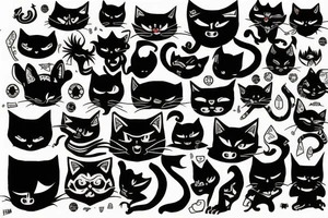 Scary dark cat tattoo idea