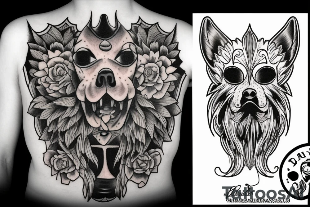 Scary dark dog tattoo idea