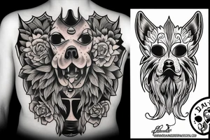 Scary dark dog tattoo idea