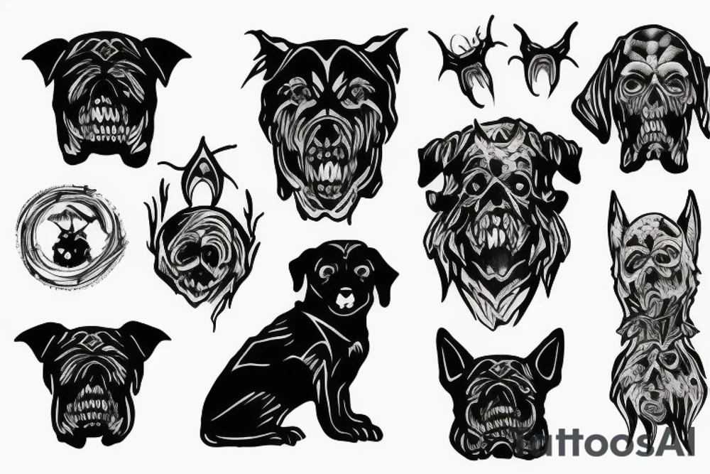 Scary dark dog tattoo idea