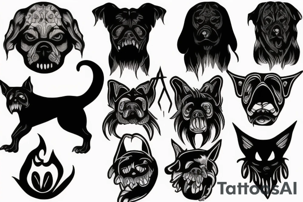 Scary dark dog tattoo idea